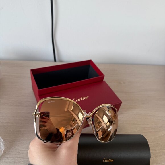 NWT Cartier Trinity Sunglasses Metal Frame Brown - Picture 7 of 15